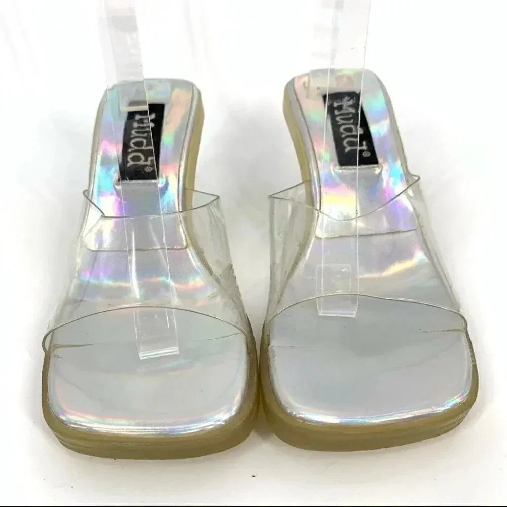 Mudd Mambo heels 9.5 iridescent chunky square toe vintage y2k party cosplay - Picture 3 of 15